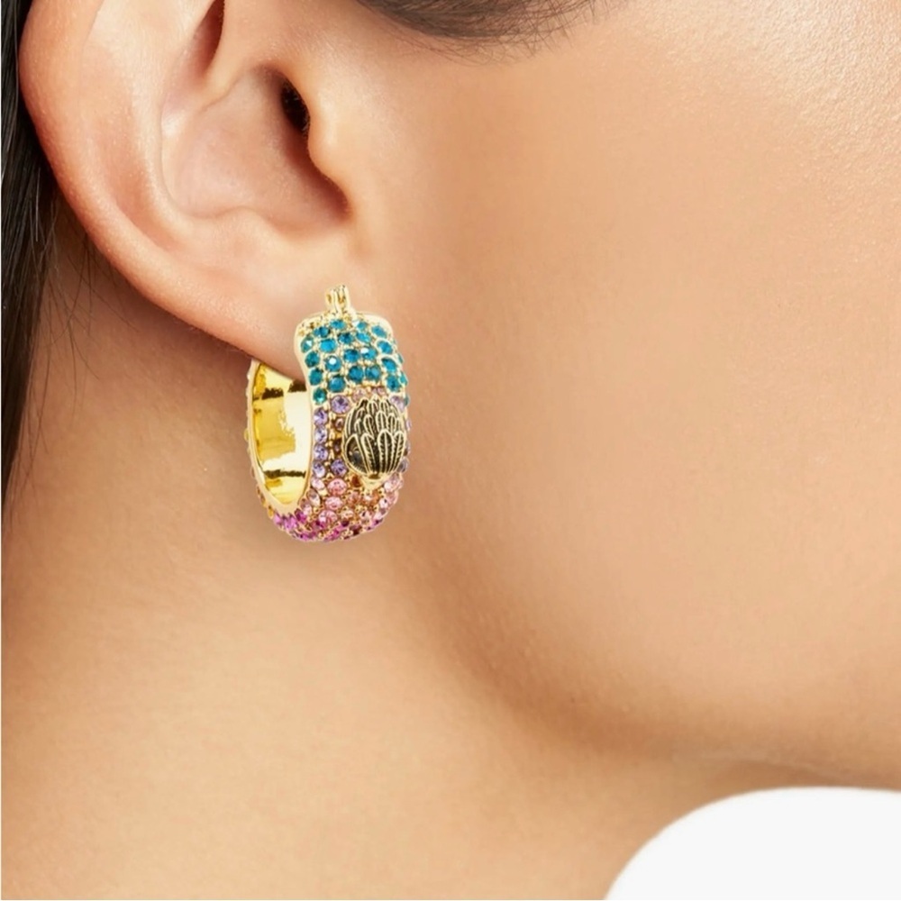 KURT GEIGER LONDON Rainbow Pave Eagle Hoop Earrings - Picture 7 of 7